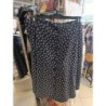Jupe bleu marine fleurs blanche boutonnée devant taille 50