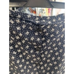 Jupe bleu marine fleurs blanche boutonnée devant taille 50