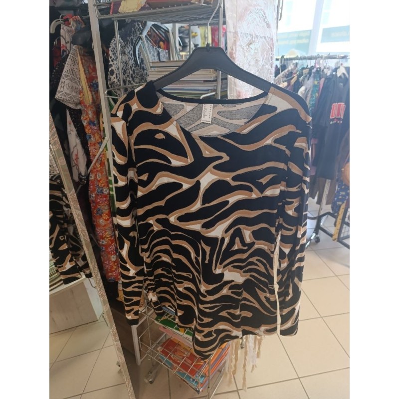 tshirt manches longues motifs lignes en vagues taille 48