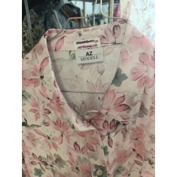 chemisier manches 3/4 style vintage fleurs roses taille 42