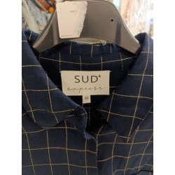 chemise bleu marine carreaux dorés sud express taille XS