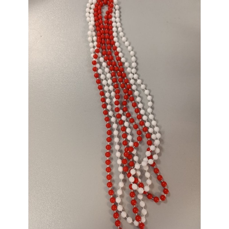 lot de 2 collier vintages perles plastique rouge et blanc