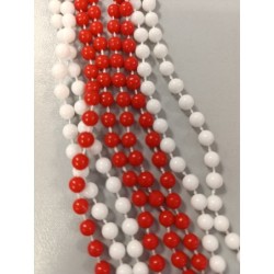 lot de 2 collier vintages perles plastique rouge et blanc