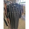 robe manches 3/4 noire et blanches rayures taille 46