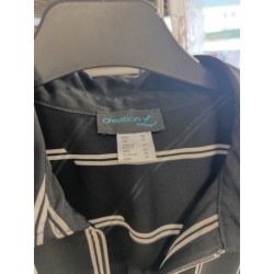robe manches 3/4 noire et blanches rayures taille 46
