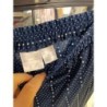 pantalon fluide taille élastique bleu marine pois blancs grande taille