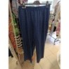 pantalon fluide taille élastique bleu marine pois blancs grande taille