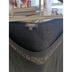 tshirt noir bordure décor brillants