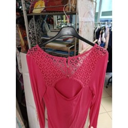 tshirt manches longues dos en dentelle Bréal fushia taille 40