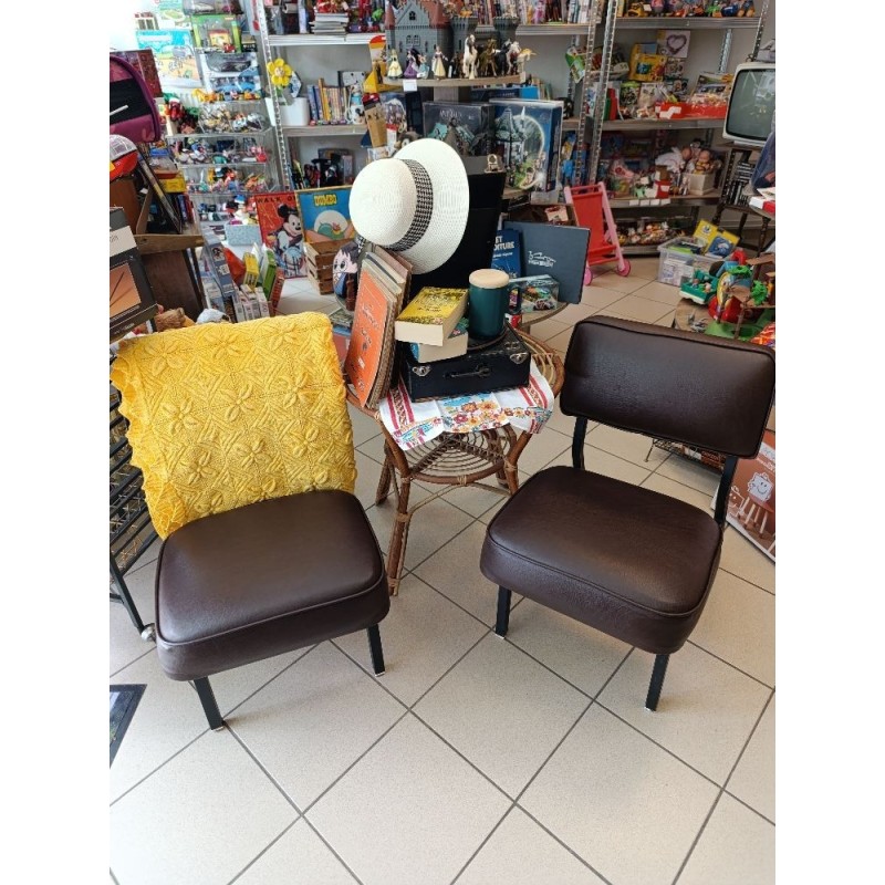 fauteuil vintage marron et noir