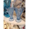 vase art déco verre bleu pressé