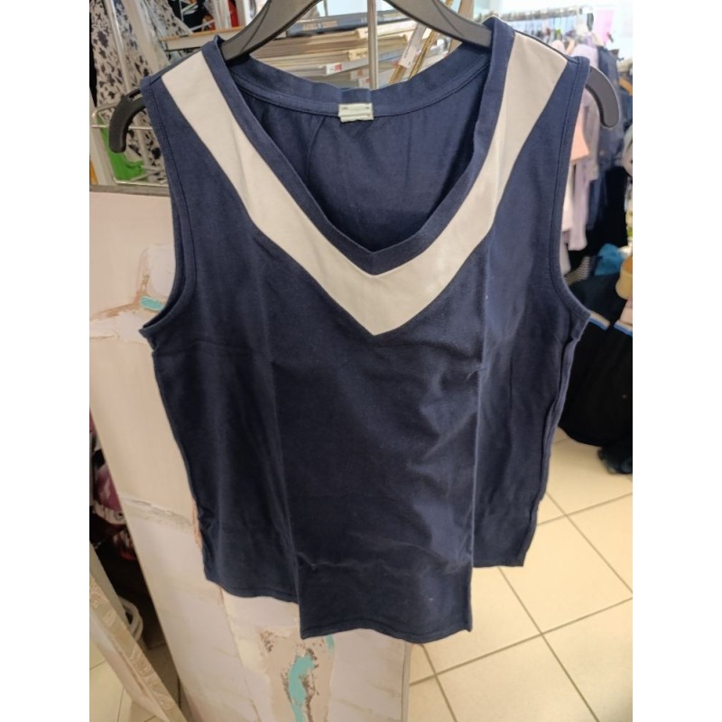 Débardeur bleu marine et blanc taille 46