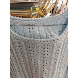pull bleu claire tricoté main grande taille (46)