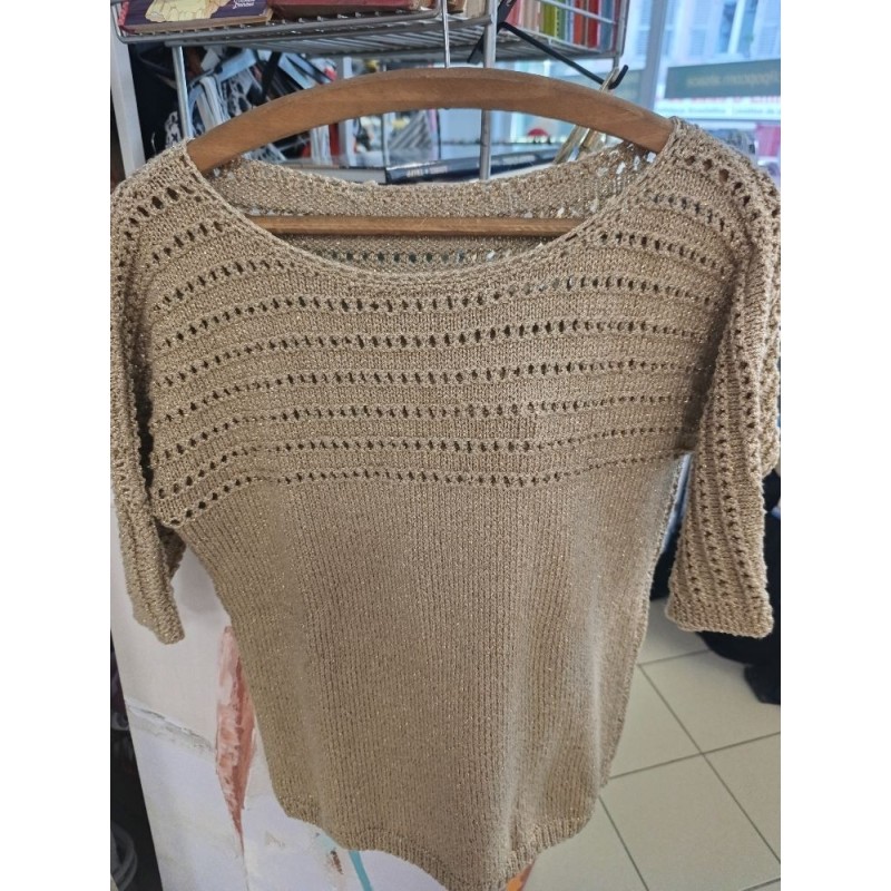 pull doré manches courtes grande taille 