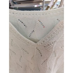 Pull vert pastel manches 3/4 col djelaba taille 48 tricoté main