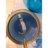 cendrier vintage en opaline bleu