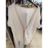 gilet manches courtes blanc bordure rose clair grande taille 