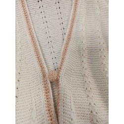 gilet manches courtes blanc bordure rose clair grande taille 