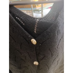 gilet ajouré noir en v taille M