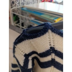 pull rayures bleu marine grande taille fait main