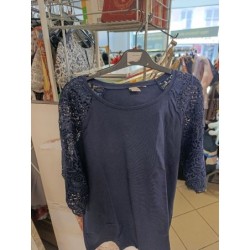 tshirt manches 3/4 bleu...