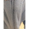 Pull bleu ciel ajouré col djelaba manches 3/4 taille 44