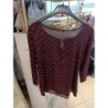 tunique noire et rouge motif chevrons taille 4 manches 3/4 
