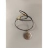 collier ethnique médaillon sur cordon plaqué argent