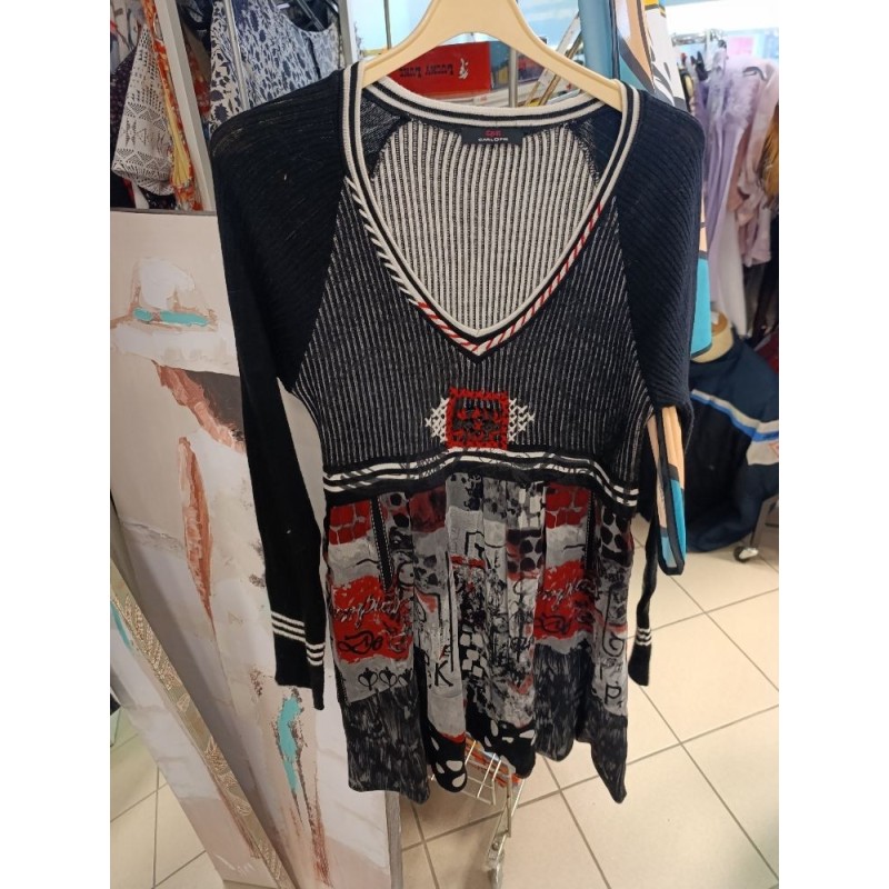 robe manches longues noire et rouge carlopik taille 44