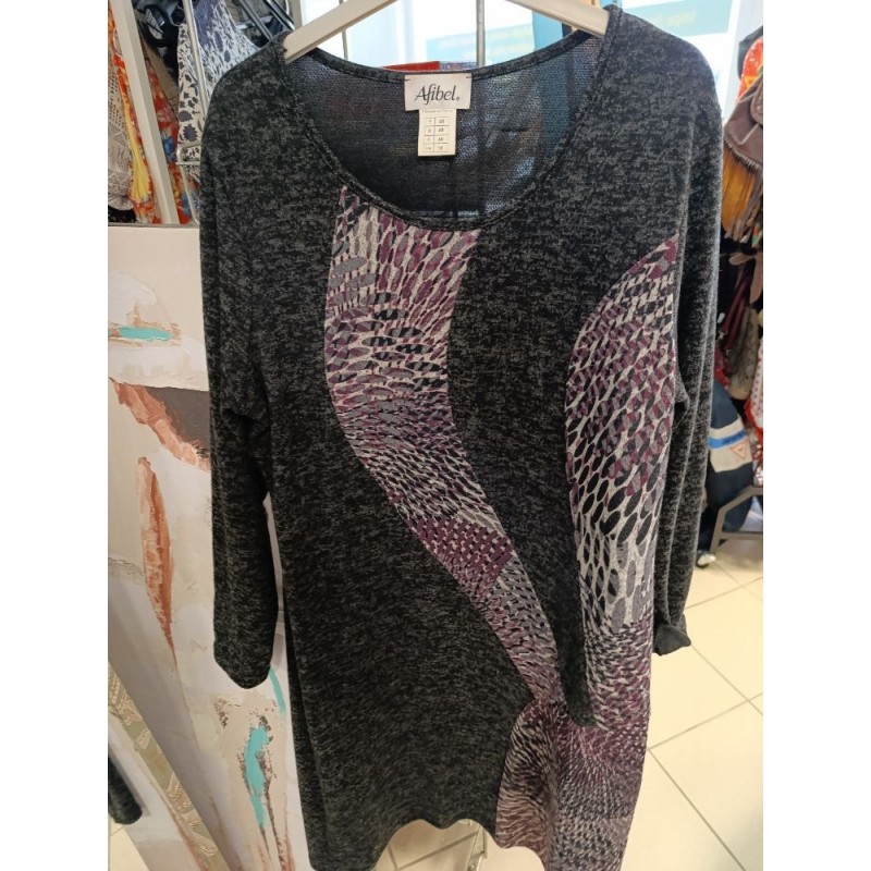 robe d'hiver gris et violet afibel taille 48 