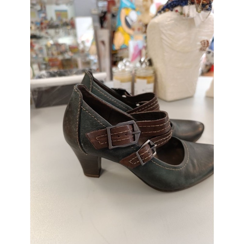 chaussures d'automne à talon Tamaris bleu pétrol foncé
