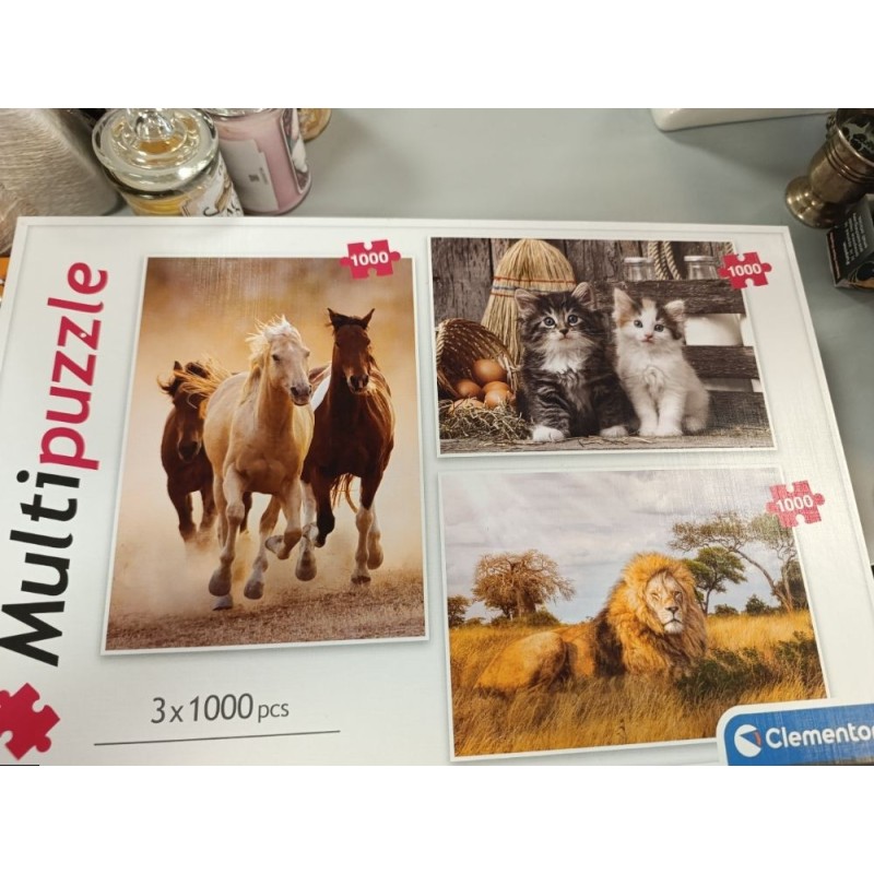lot de 3 puzzles animaux 1000 pièces