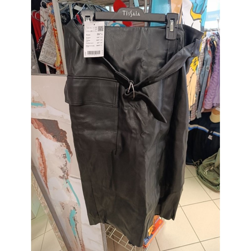 jupe mi longue droite simili cuir neuve taille 40 eu