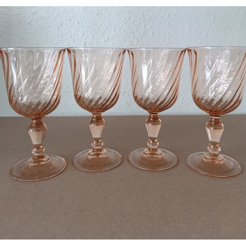 lot de 4 verres vintages arcopal teintés rose Rosaline
