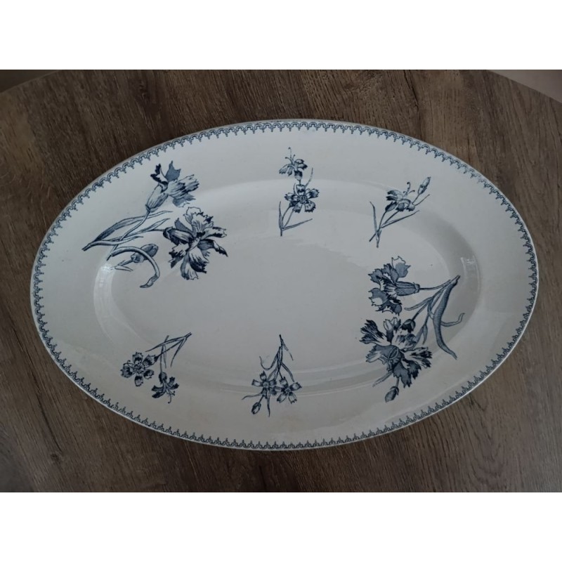 plat ovale sarreguemines bouquets d'oeillets