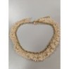 collier style vintage chaine plaqué or carven Paris bord crocheté blanc