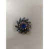 broche fantaisie style art déco fleur bleue