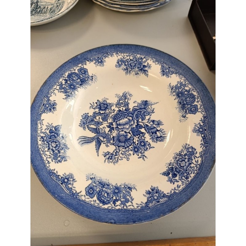 assiette creuse terre de fer bleue et blanche egersun norway