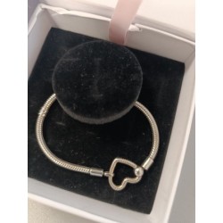 bracelet pandora mailles serpent fermoir coeur neuf