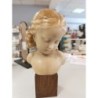 buste en cire portrait de jeune fille + socle bois