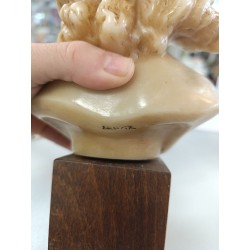 buste en cire portrait de jeune fille + socle bois